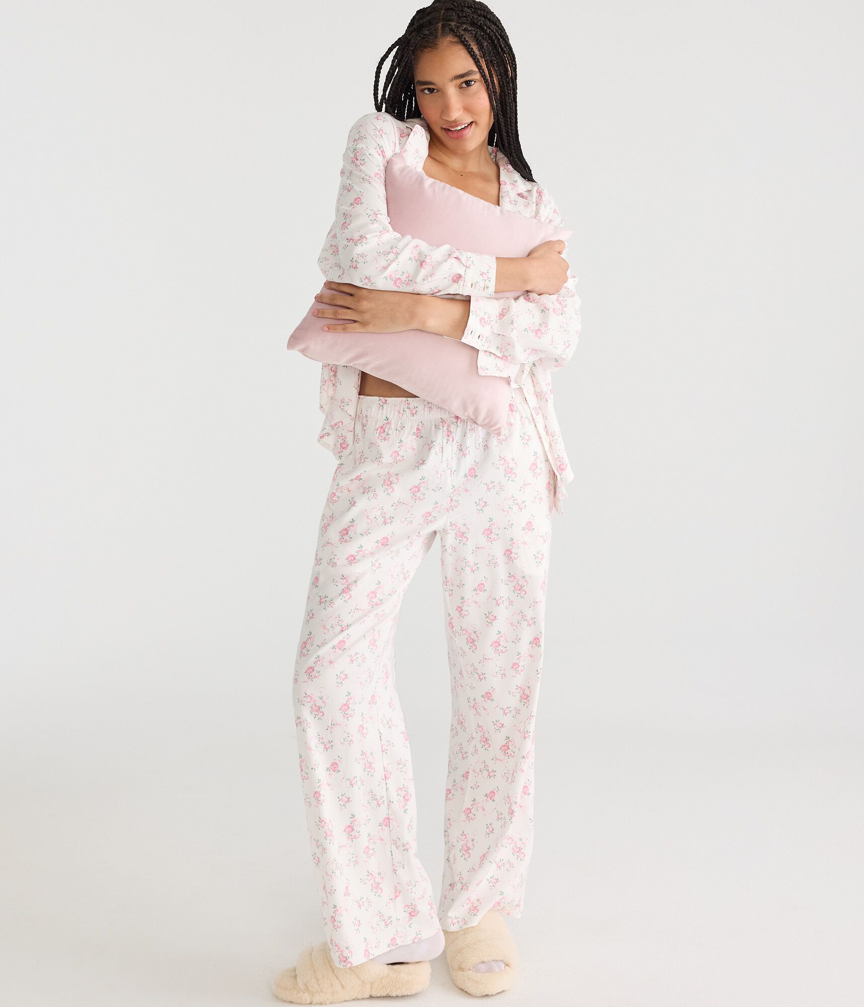 Long Sleeve Floral Bow Sleep Shirt