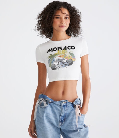 Monaco F1 Racing Cropped Graphic Tee