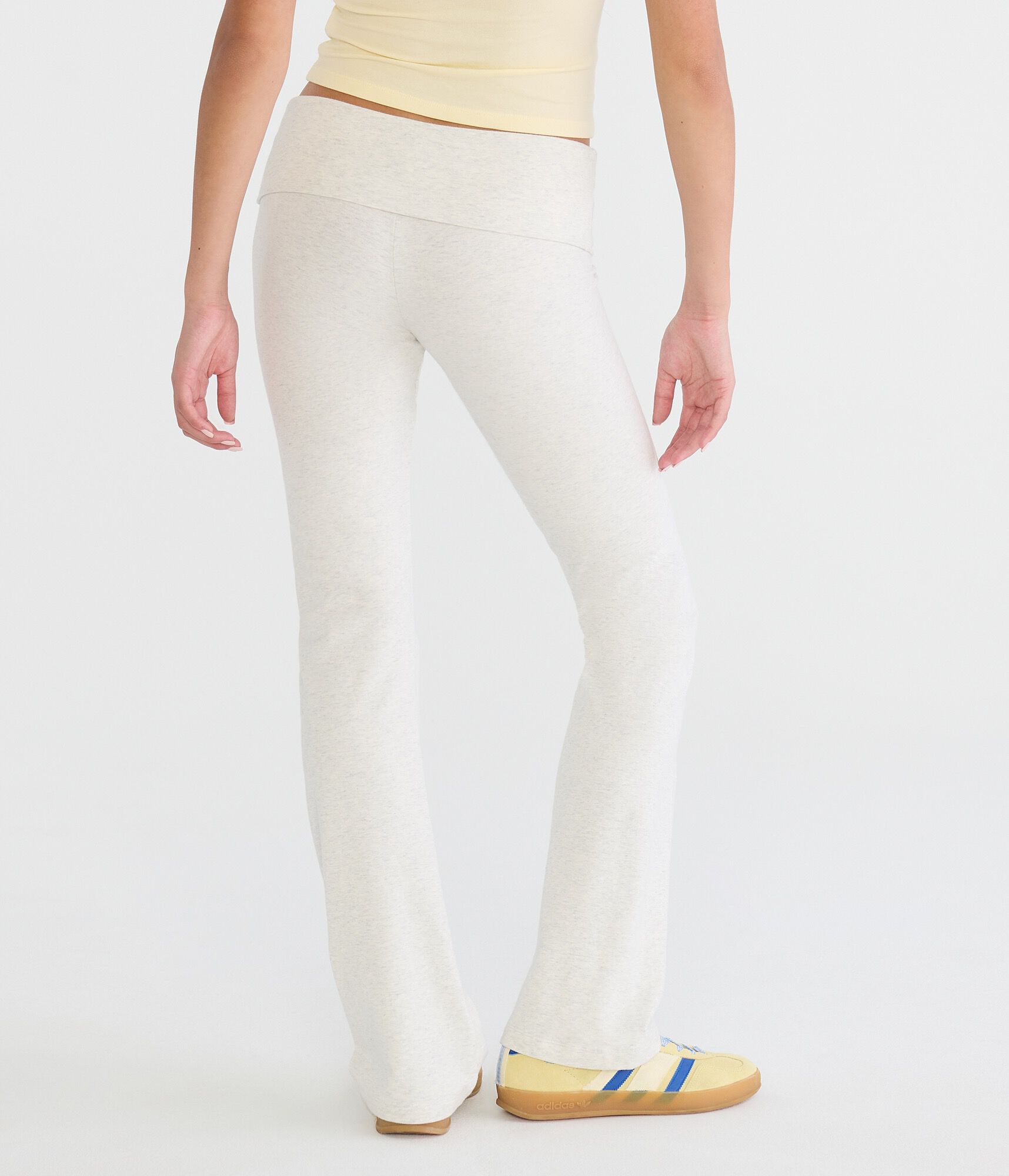 Mid-Rise Fold-Over Bootcut Pants