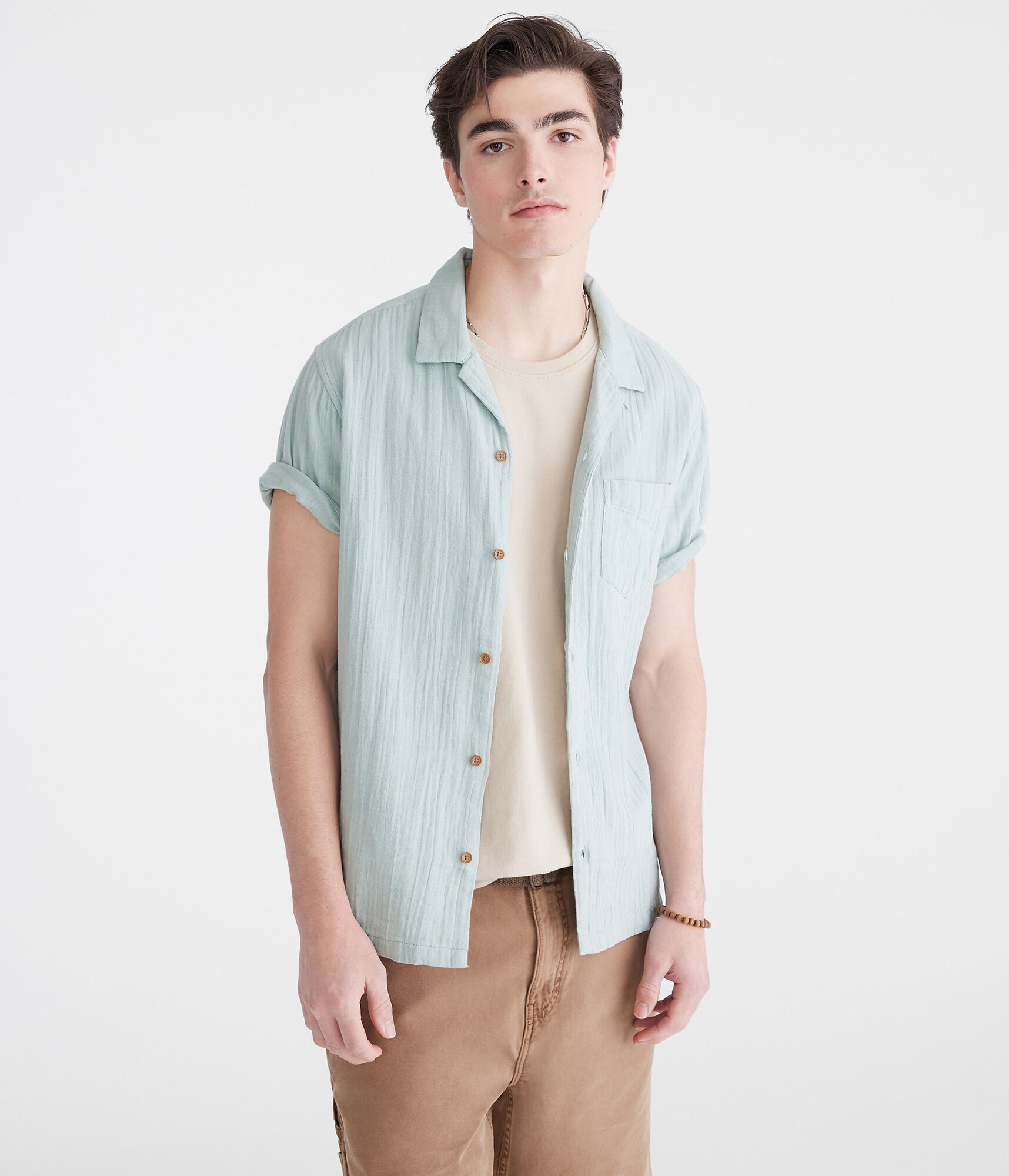 Short Sleeve Gauze Camp Shirt