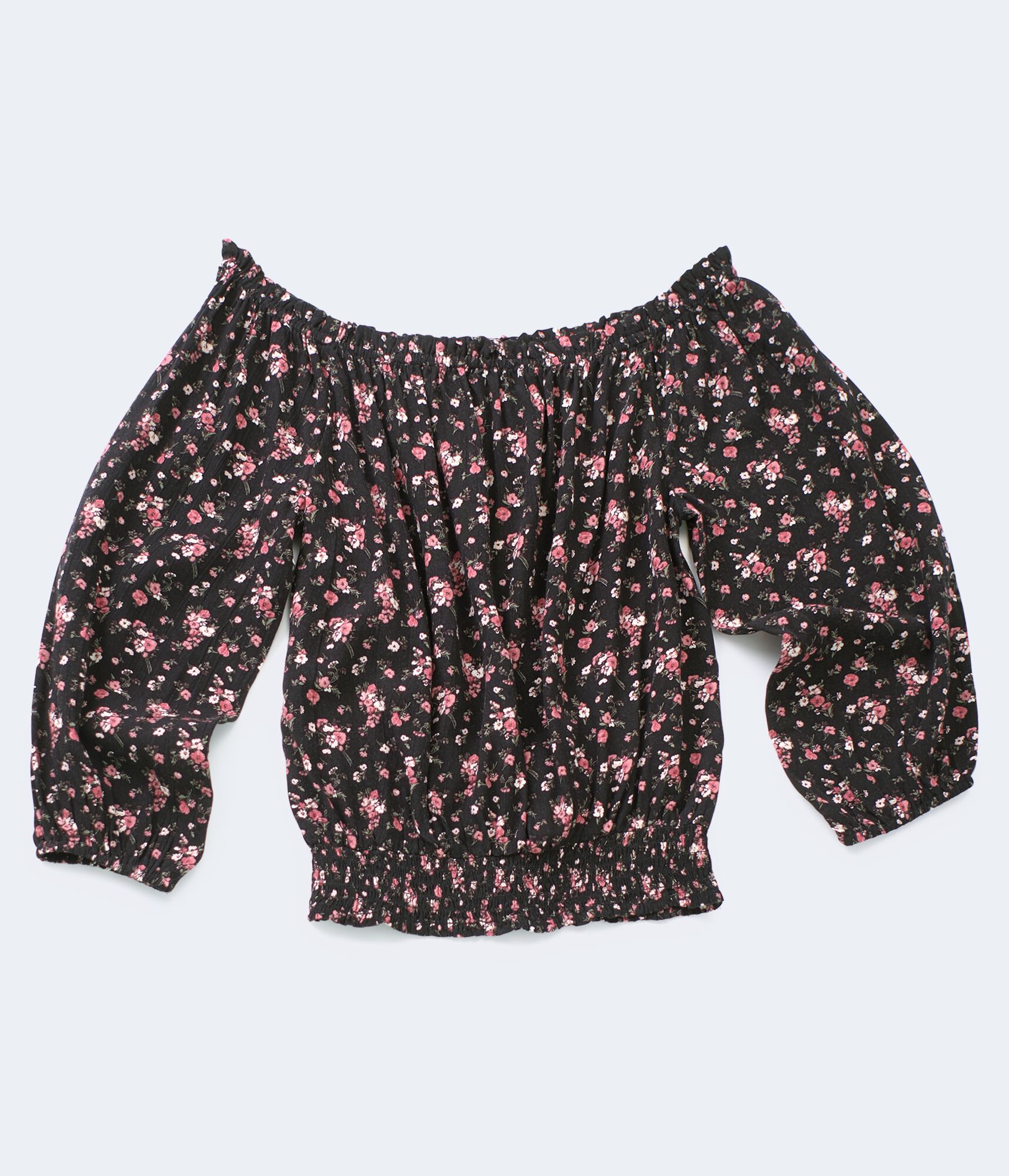 Long Sleeve Floral Off-The-Shoulder Crop Top***