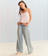 Demetra for Aero Textured Stripe Babydoll Top