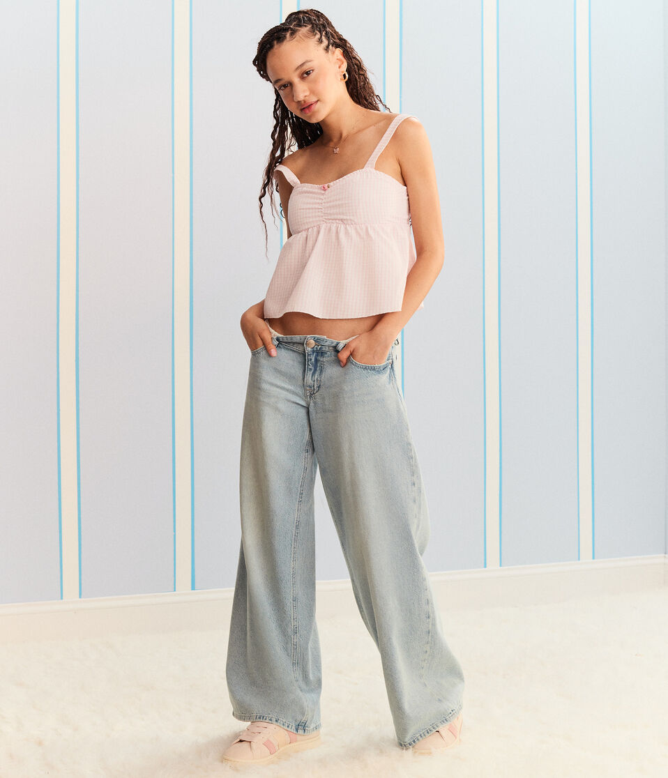 Demetra for Aero Textured Stripe Babydoll Top