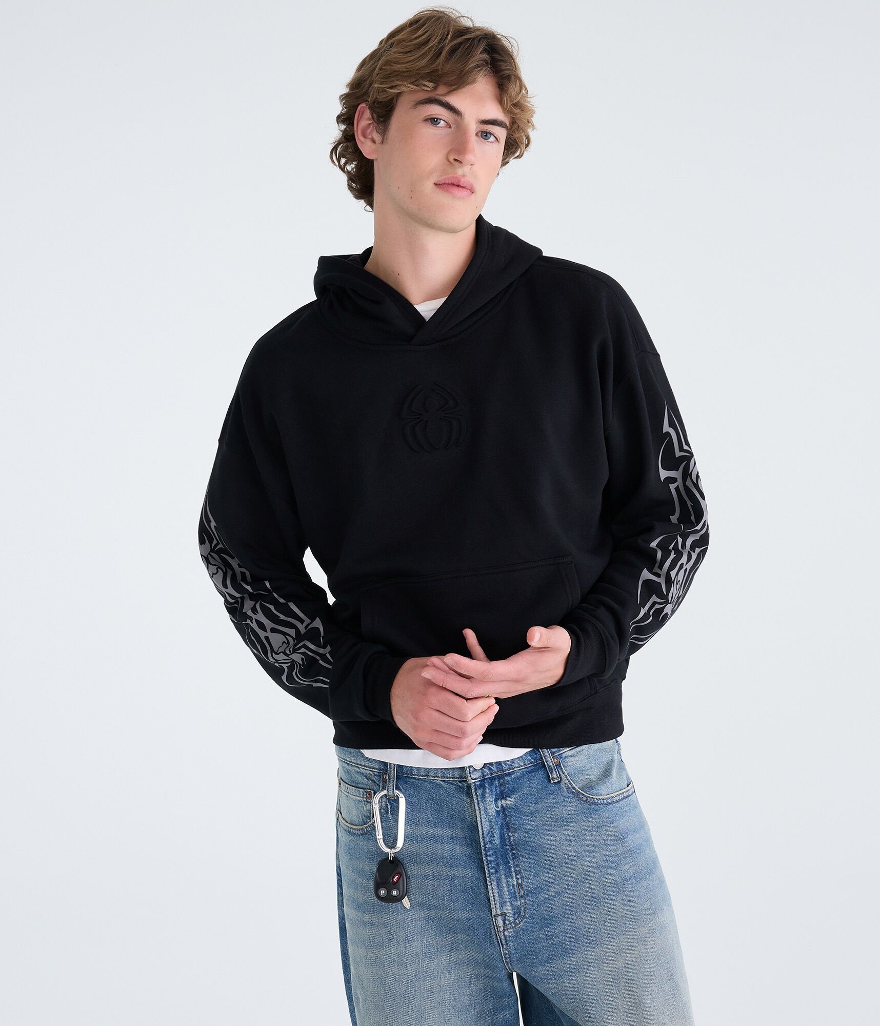 Marvel | A&eacute;ropostale Spider-Man Embossed Spider Boxy Pullover Hoodie