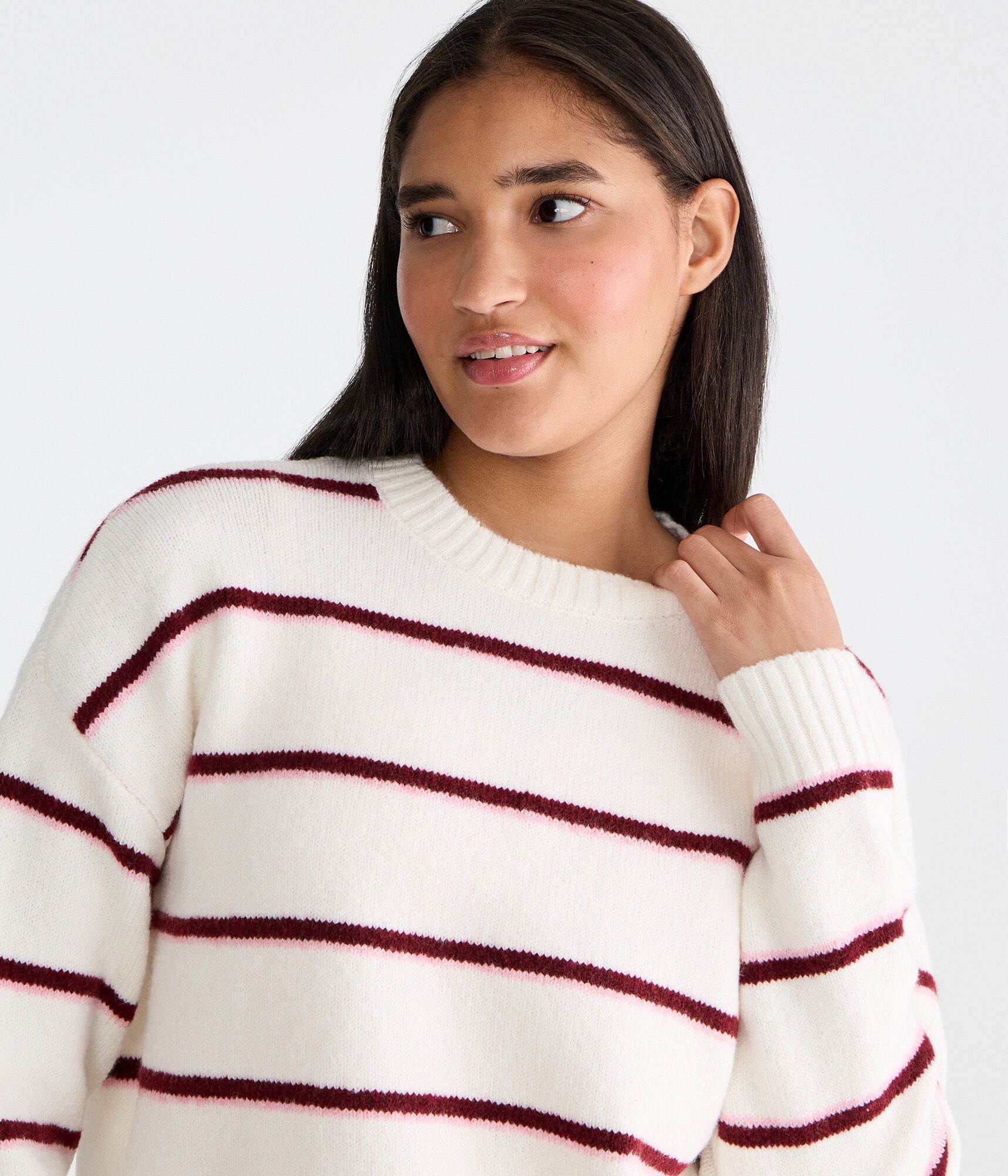 Striped Cozy Crew Sweater