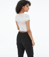 Tie-Dye Cropped Snap Henley Tee