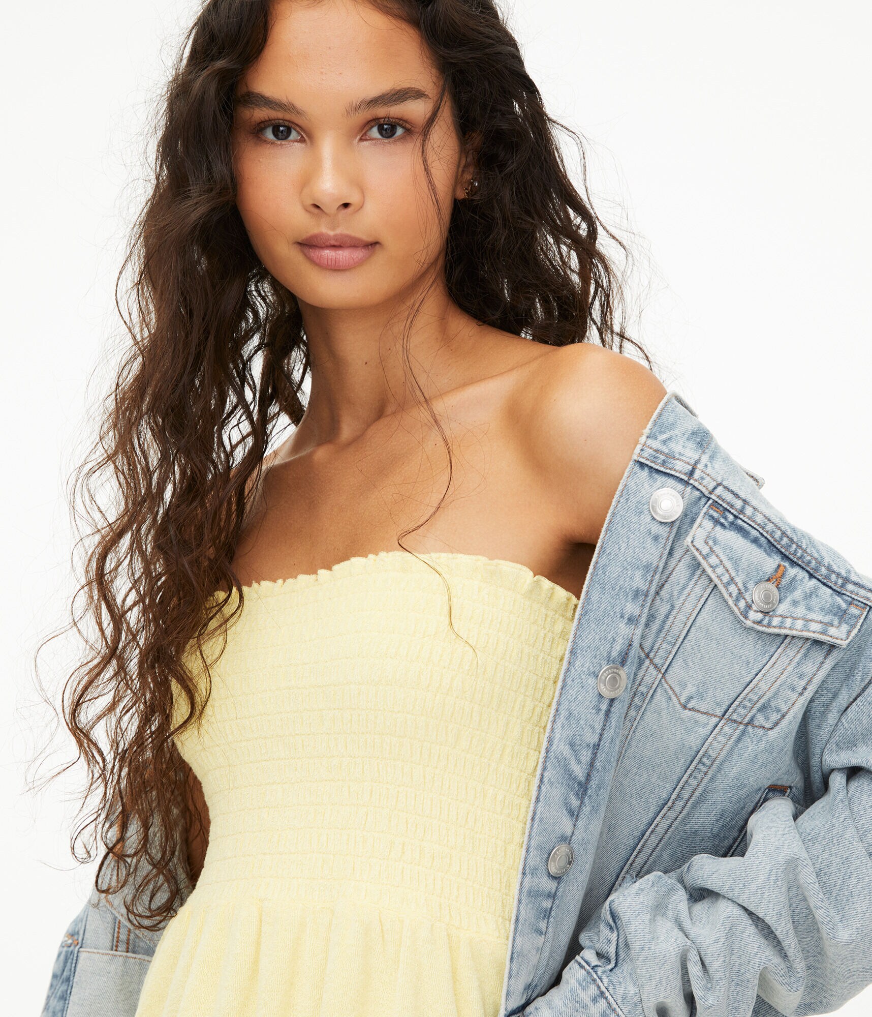 Solid Strapless Smocked Tube Dress