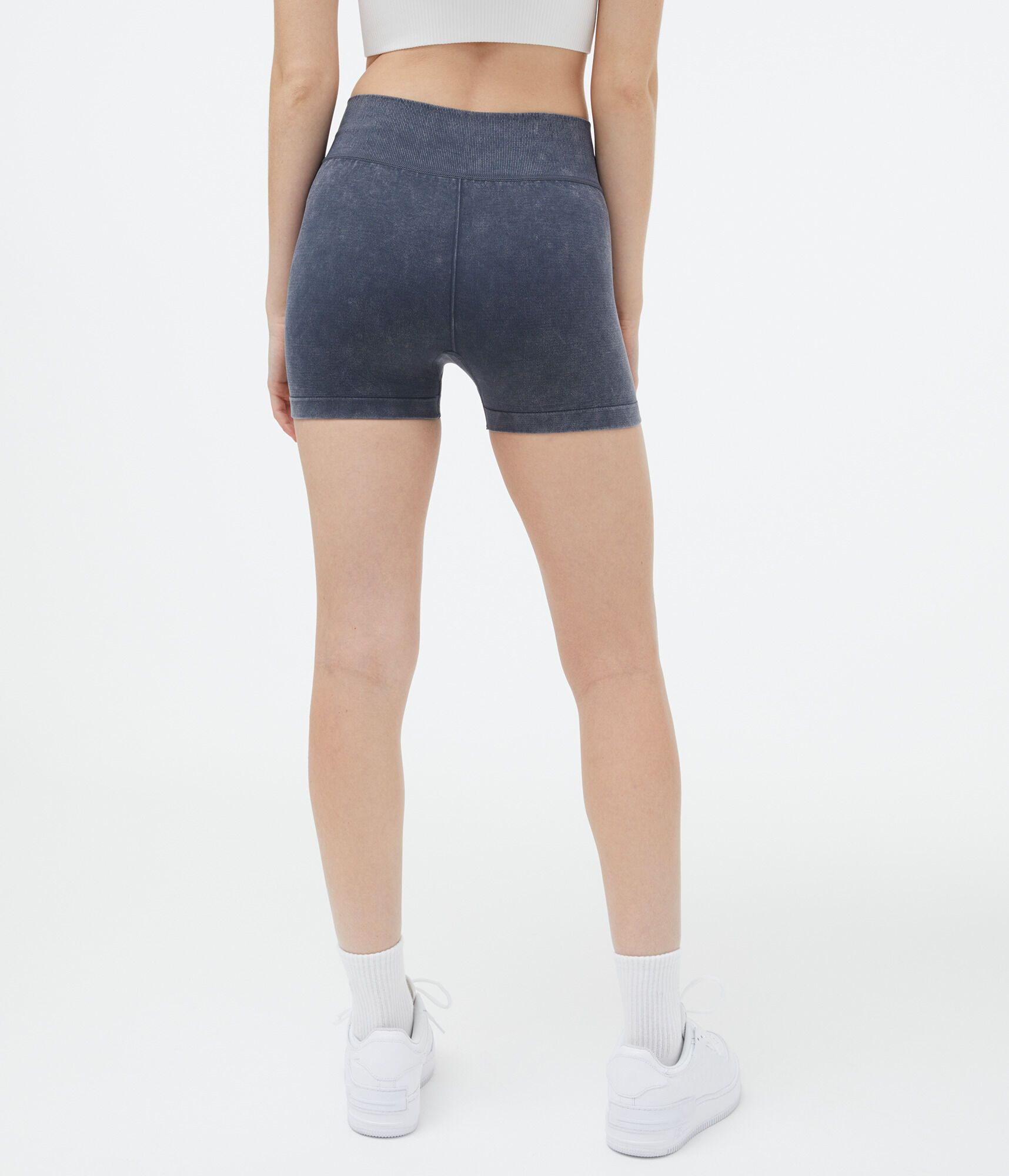 Acid Wash Seamless High-Rise Booty Shorts