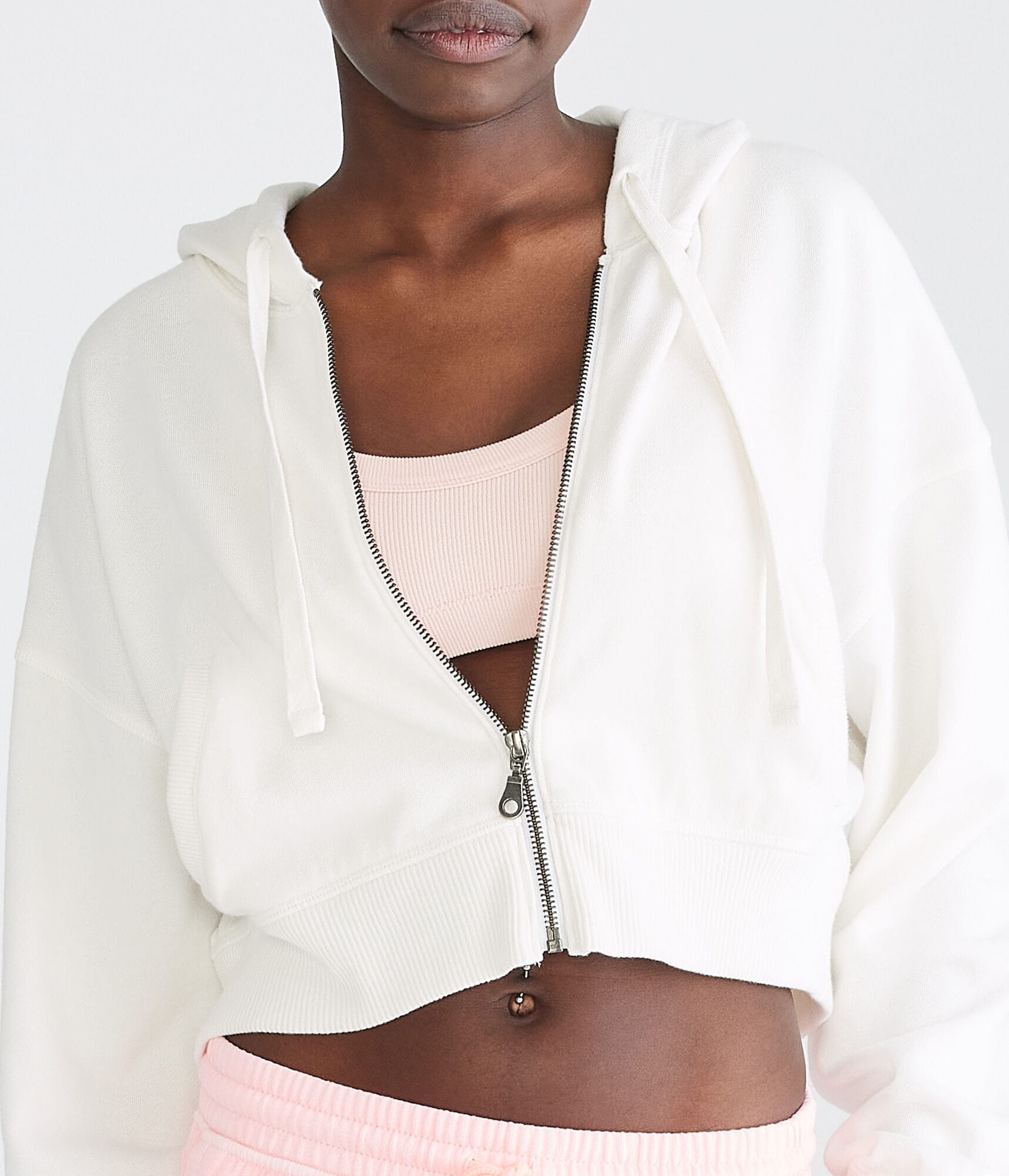 Oversized Cropped Full-Zip Hoodie