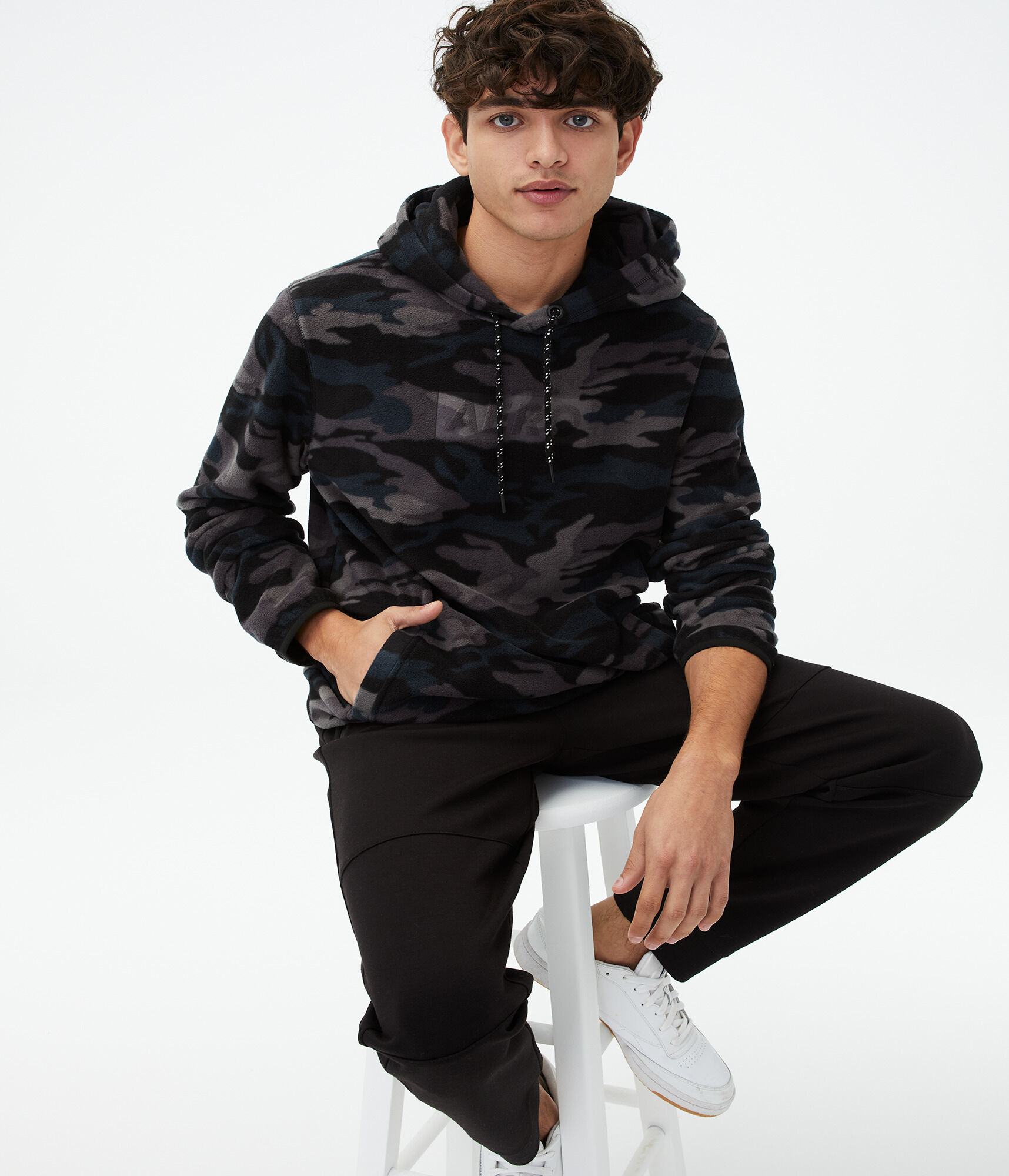 Camo Tonal Logo Polyfleece Pullover Hoodie