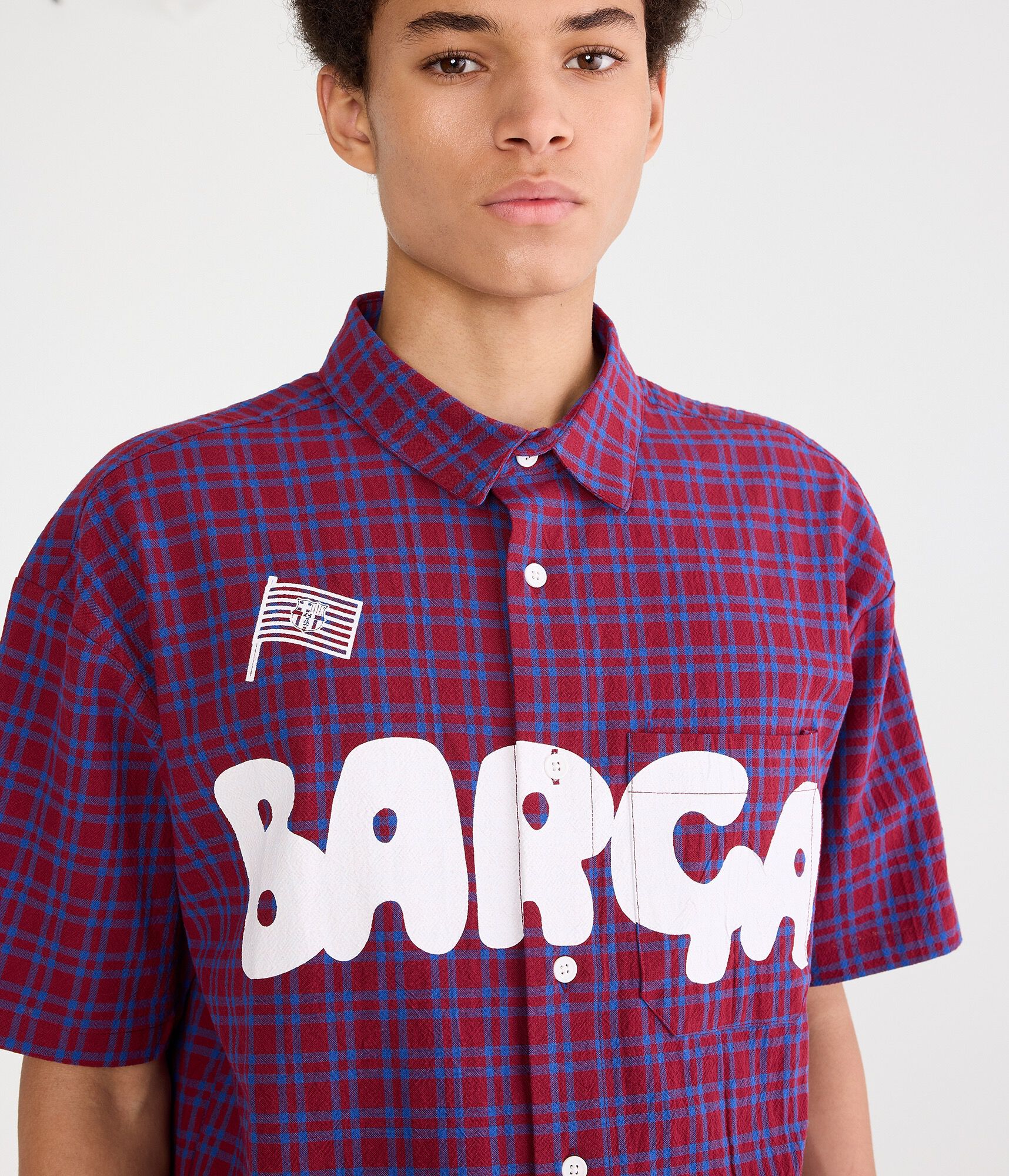 FC Barcelona Microplaid Boxy Shirt
