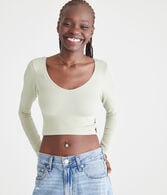 Long Sleeve Seamless Wear 3 Ways Crop Top