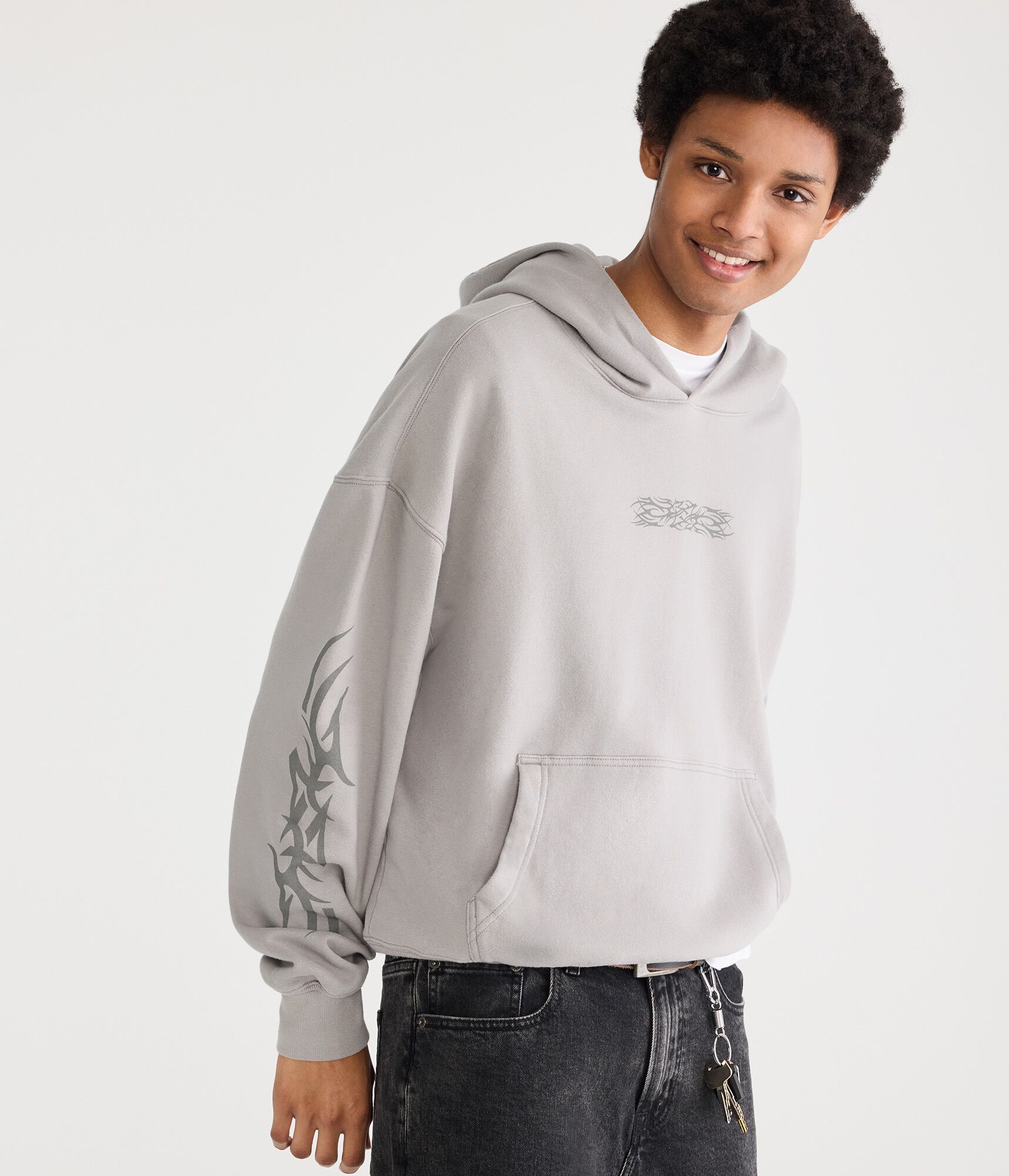 Cloud Soft Tribal Tattoo Boxy Pullover Hoodie