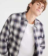 Long Sleeve Plaid Boxy Flannel Shirt