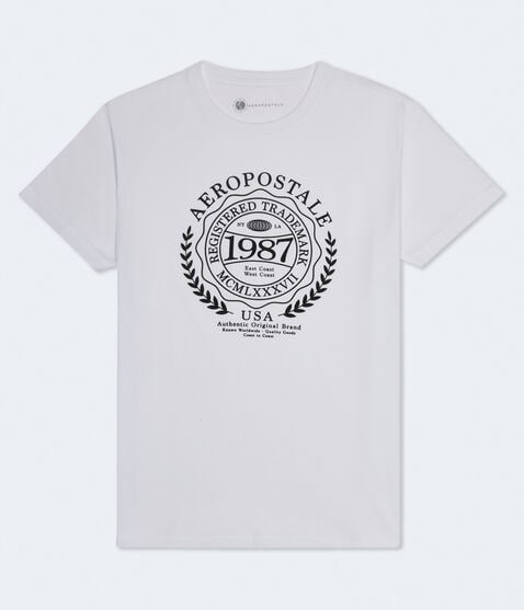 Aeropostale Laurel Circle Flocked Graphic Tee Aeropostale Laurel Circle Flocked Graphic Tee