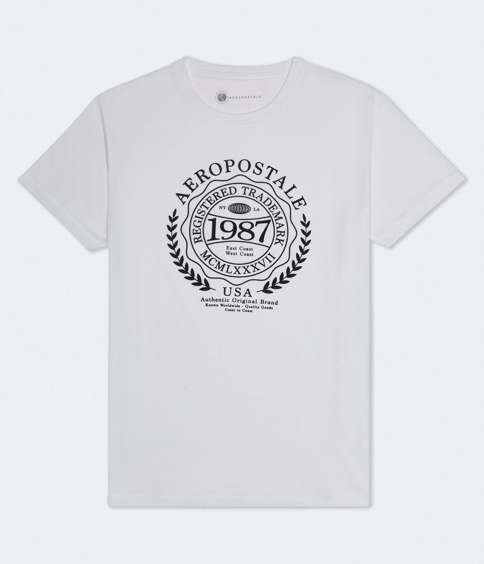 Aeropostale Laurel Circle Flocked Graphic Tee