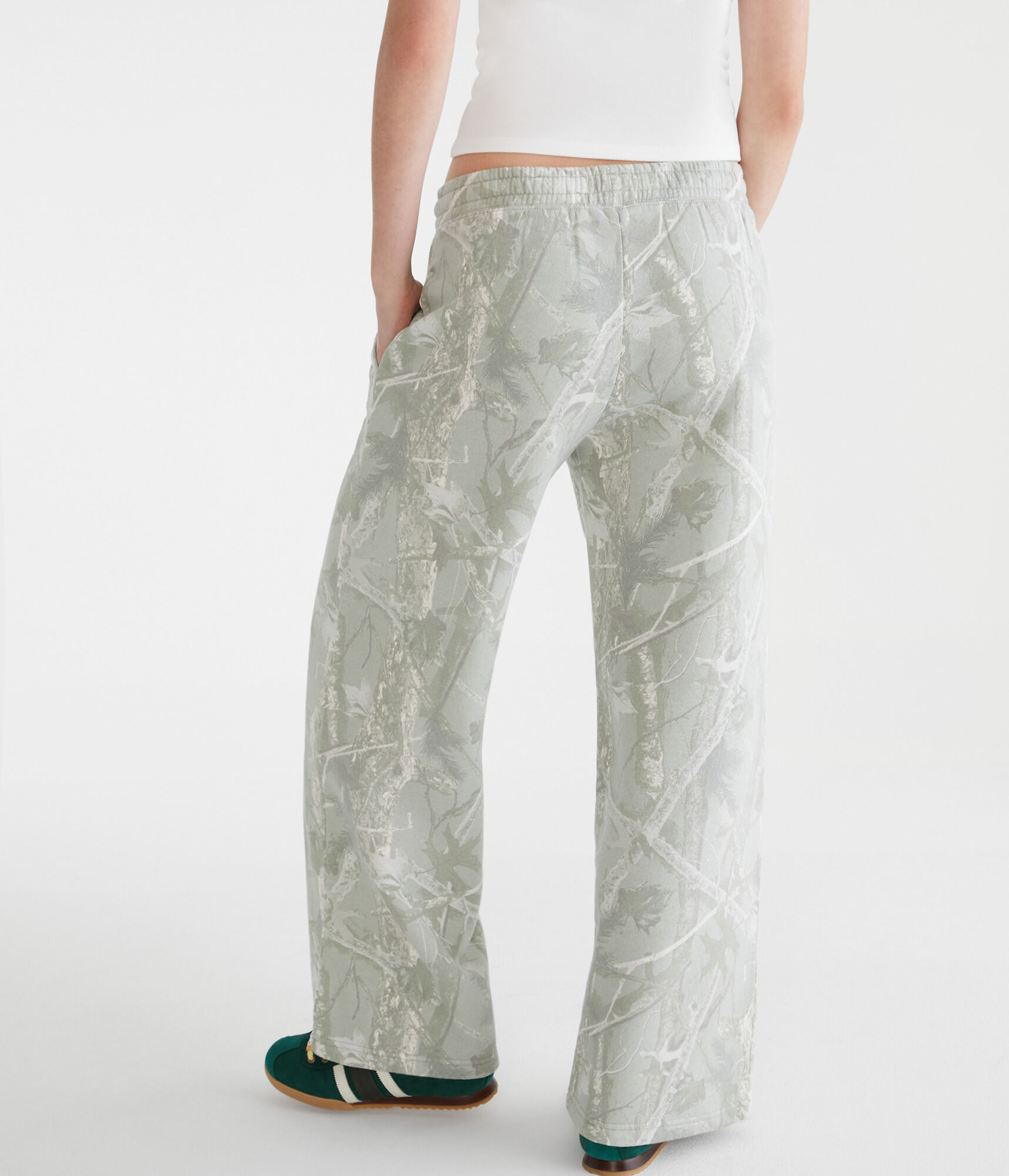 Forest Camo Mid-Rise Wide Leg Sweatpants