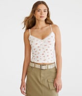 Floral Crossover Lace V-Neck Cami