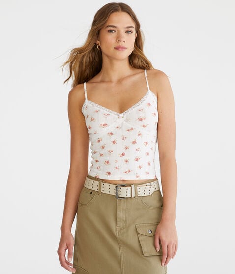 Floral Crossover Lace V-Neck Cami Floral Crossover Lace V-Neck Cami