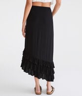 Ruffled Asymmetrical Midi Skirt