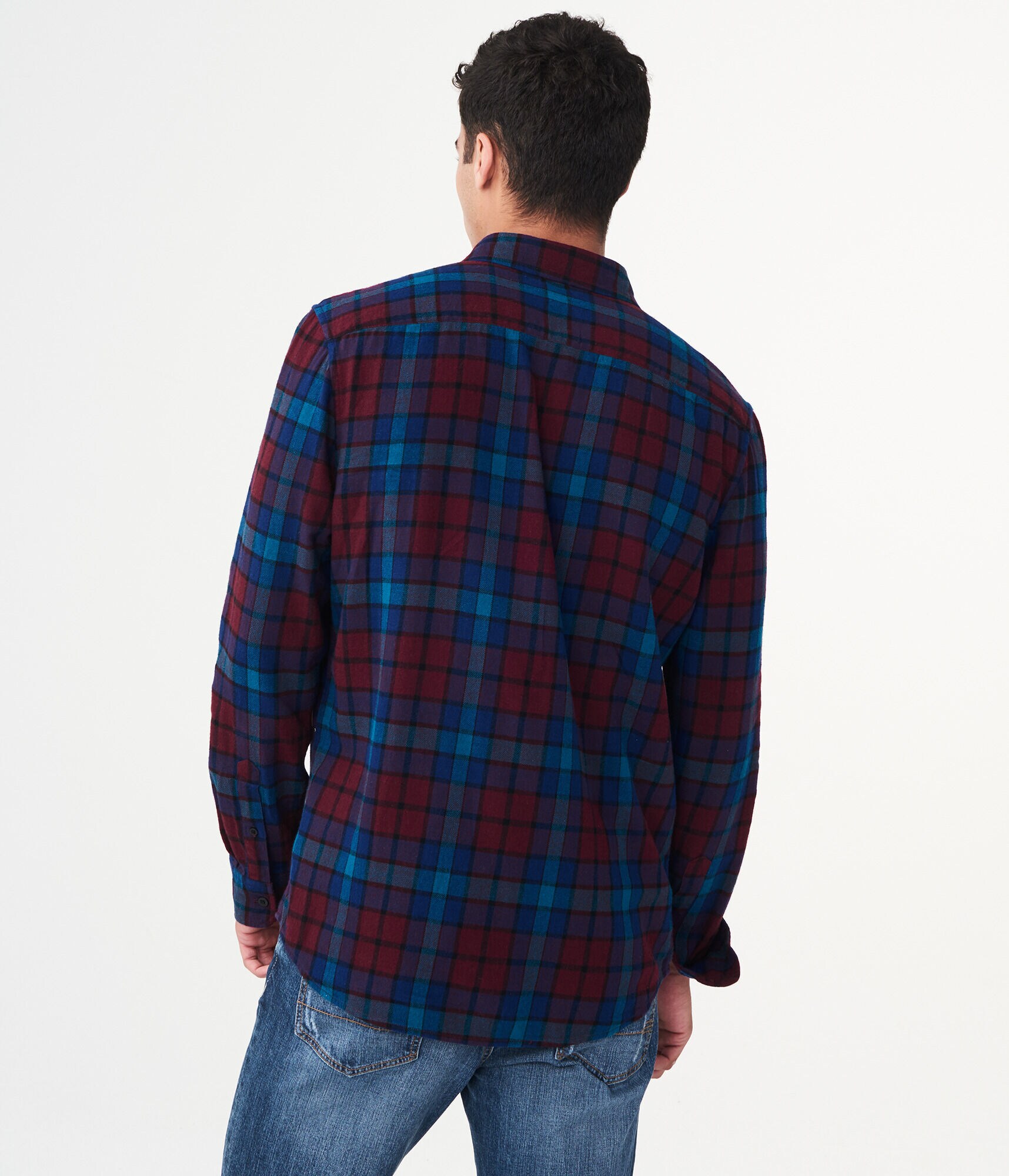 Long Sleeve Plaid Flannel Woven Shirt