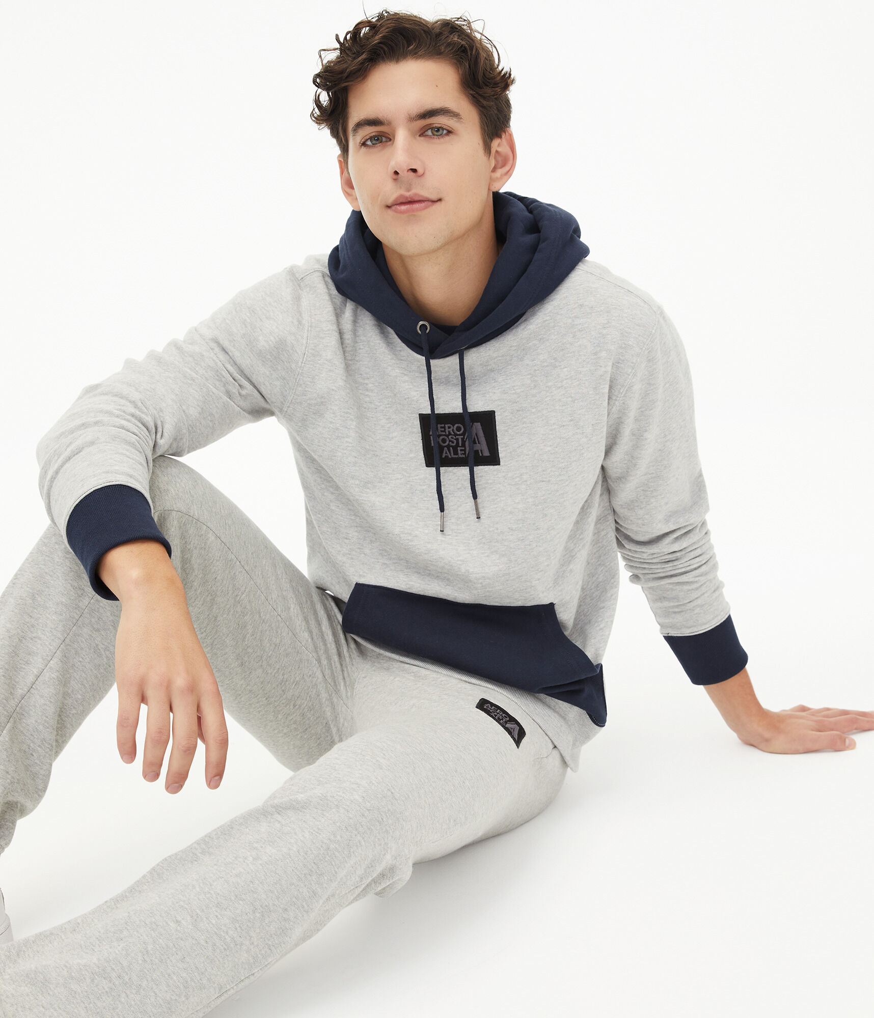 Aeropostale Letter Box Logo Colorblocked Pullover Hoodie
