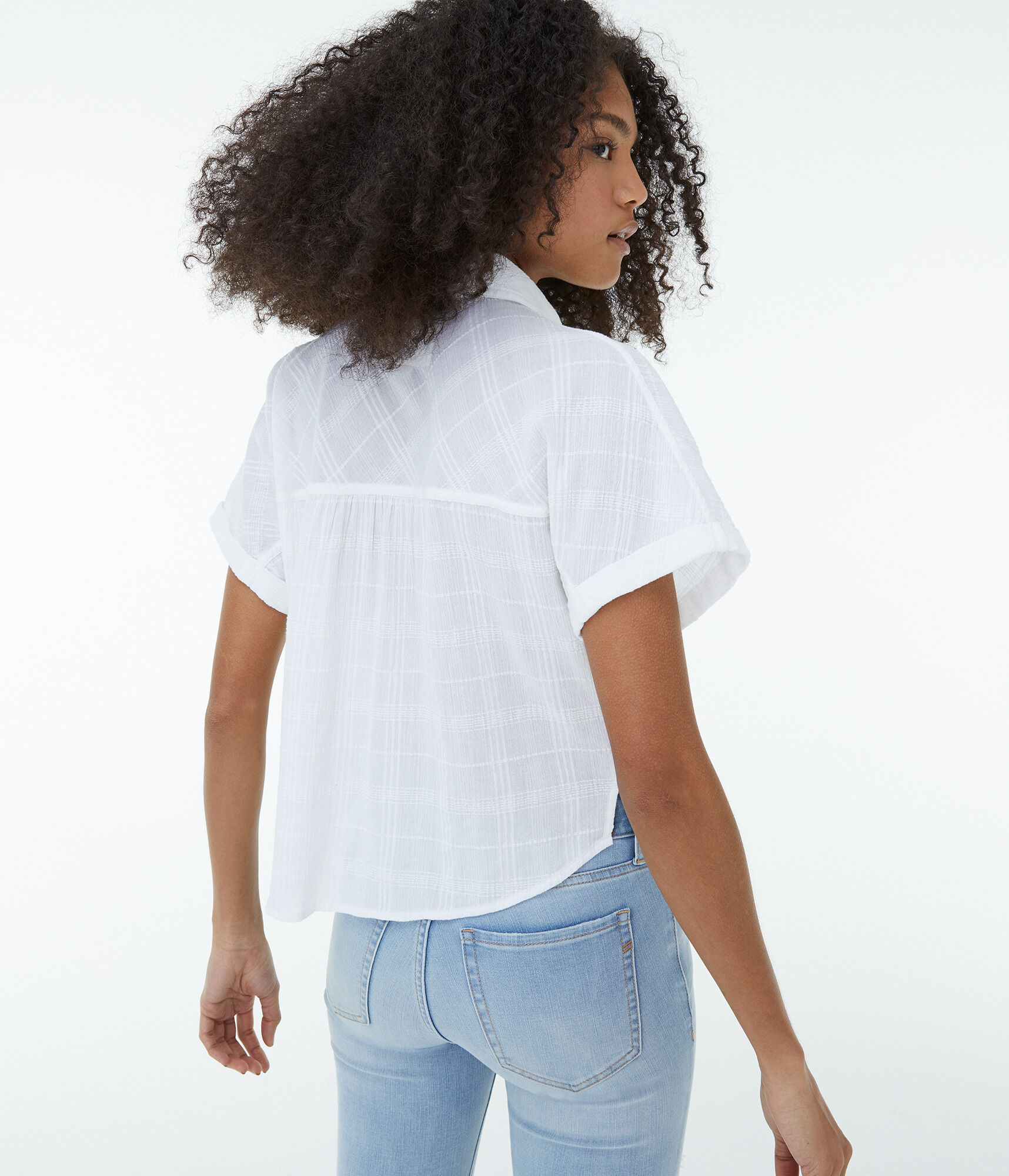 Textured Button-Down Camp Shirt