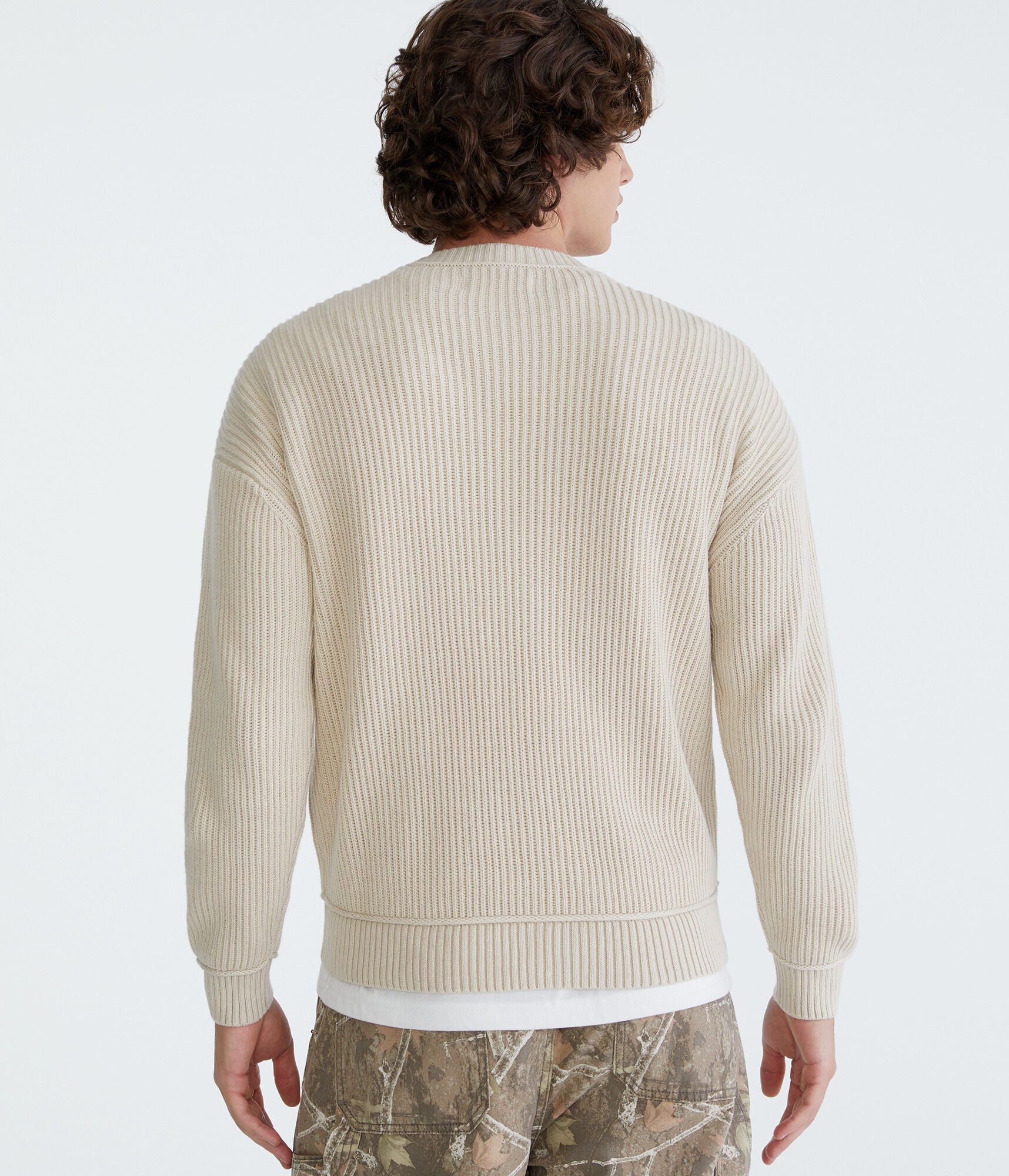 Solid Ribbed Crew Sweater