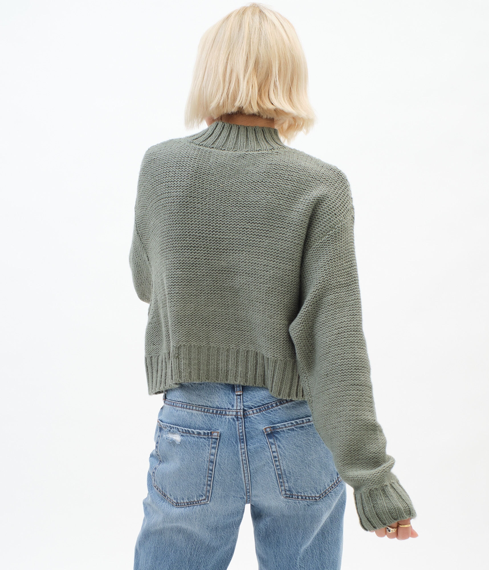 Cable Knit Mock-Neck Sweater