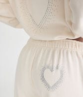 Cloud Soft Rhinestone Heart High-Rise Wide Leg Sweatpants