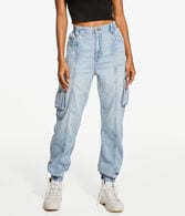 '90s Super High-Rise Baggy Denim Cargo Joggers