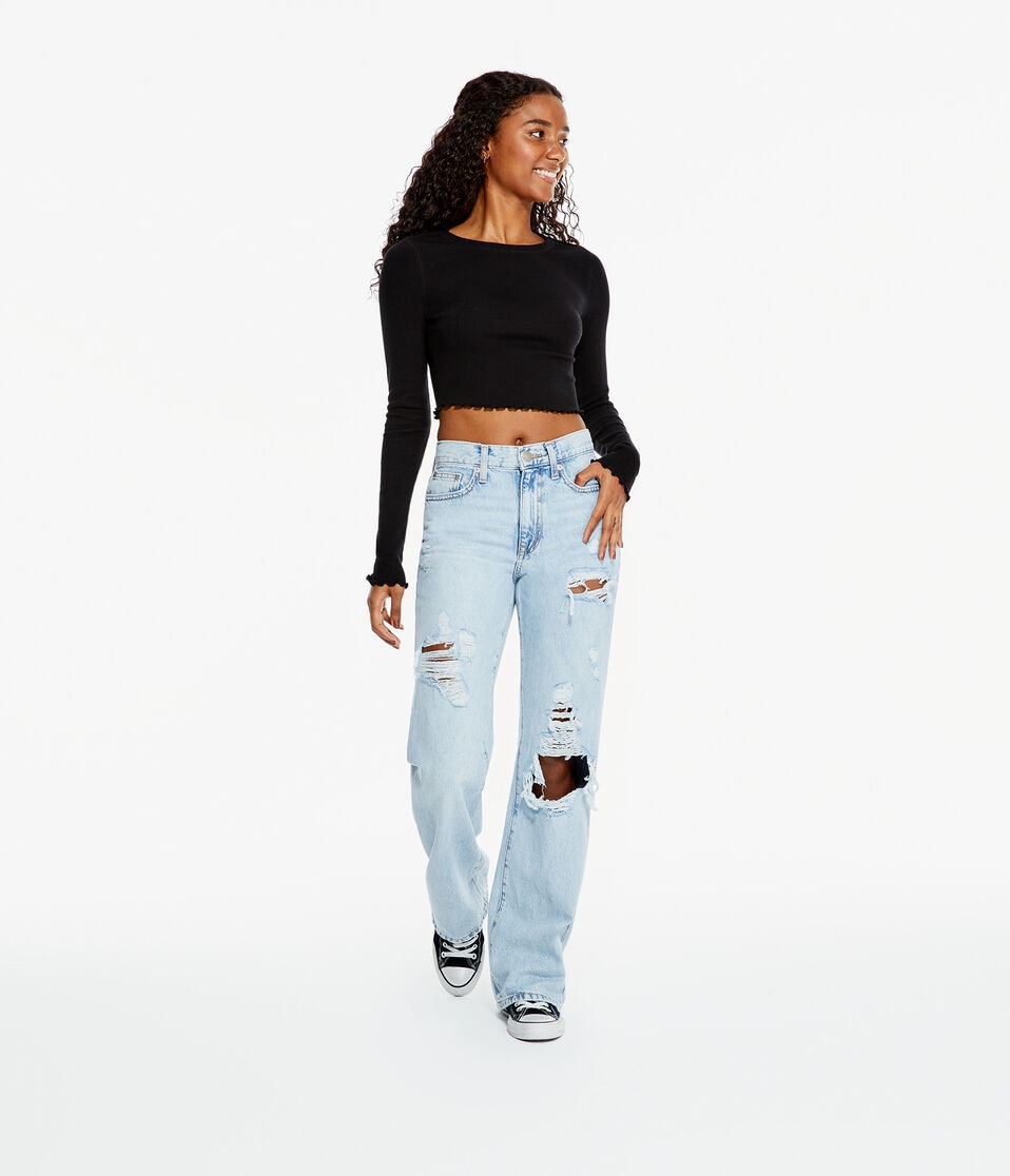 Low-Rise Boyfriend Flare Jean