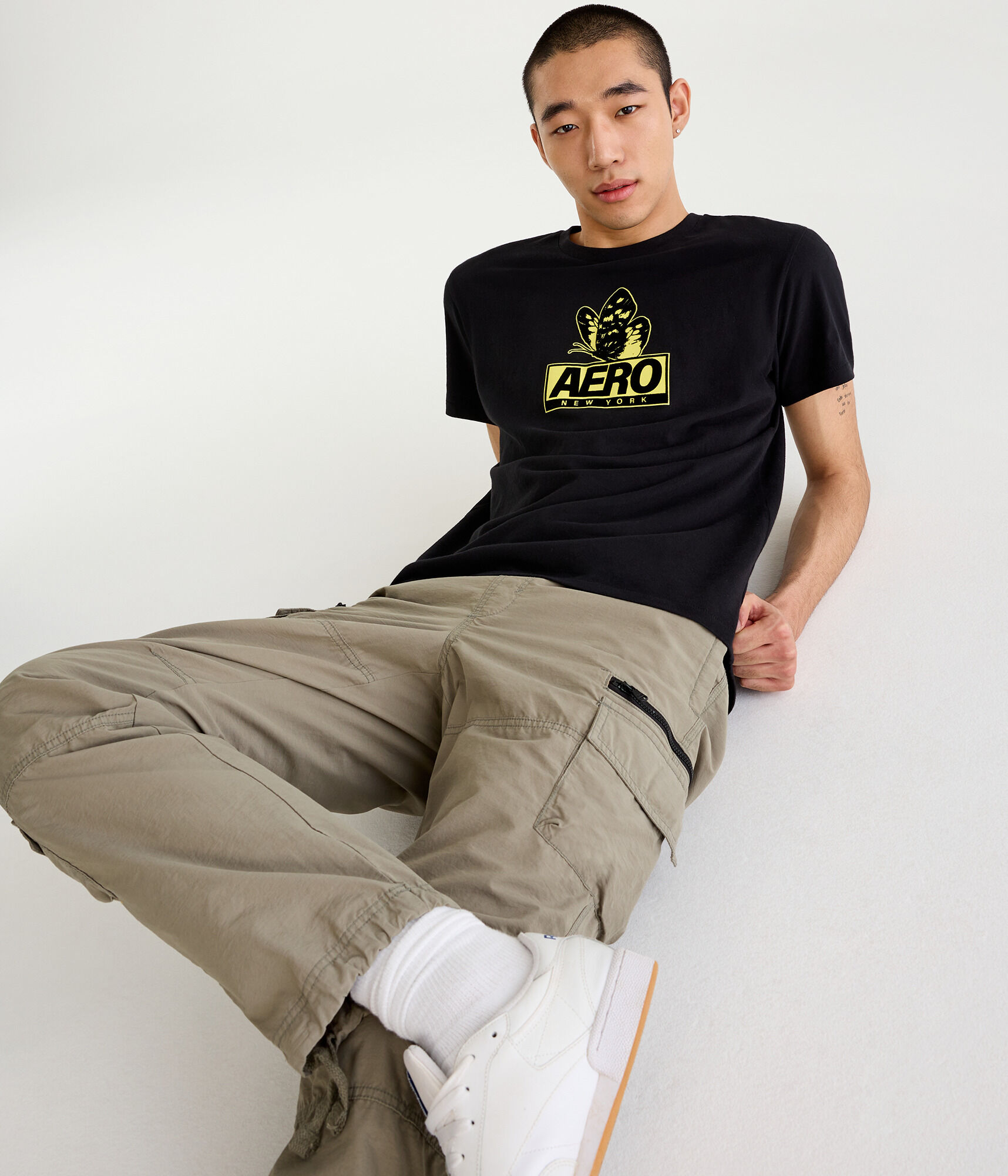 Aero Butterfly Box Logo Flocked Graphic Tee