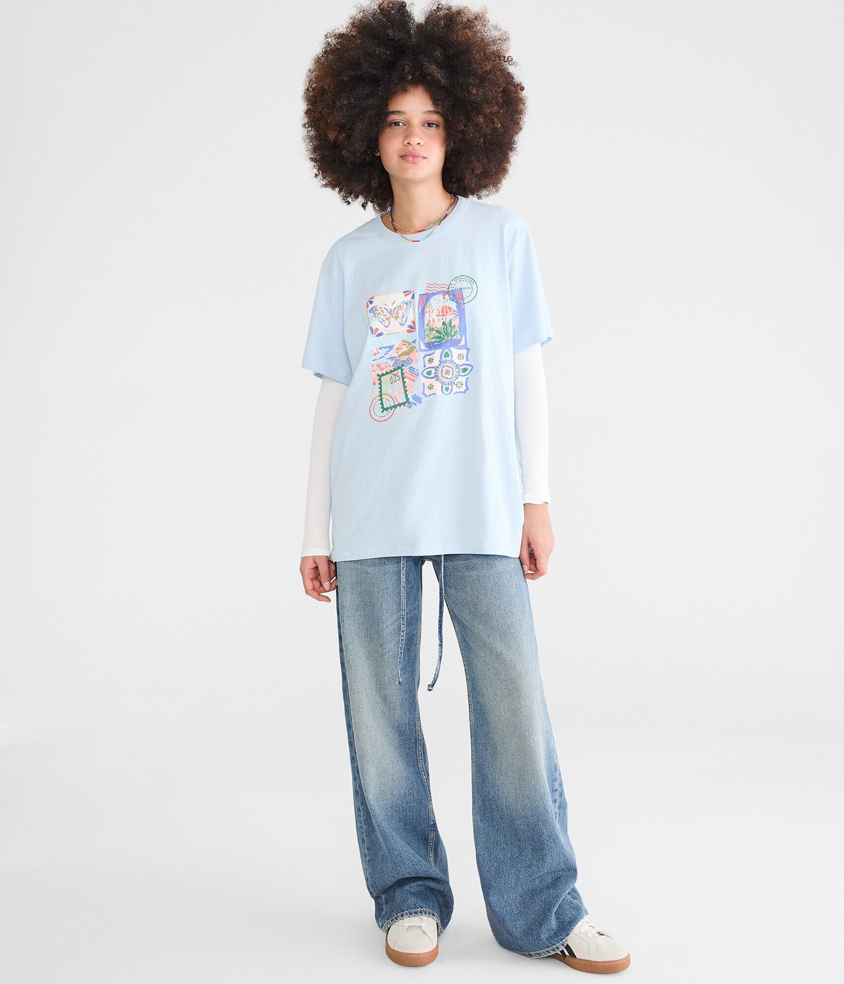 Travel Postcards Oversized Graphic Tee