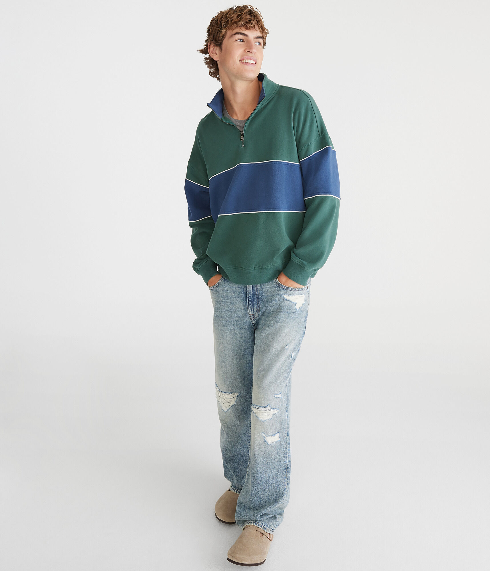 Colorblocked Quarter-Zip Sweatshirt