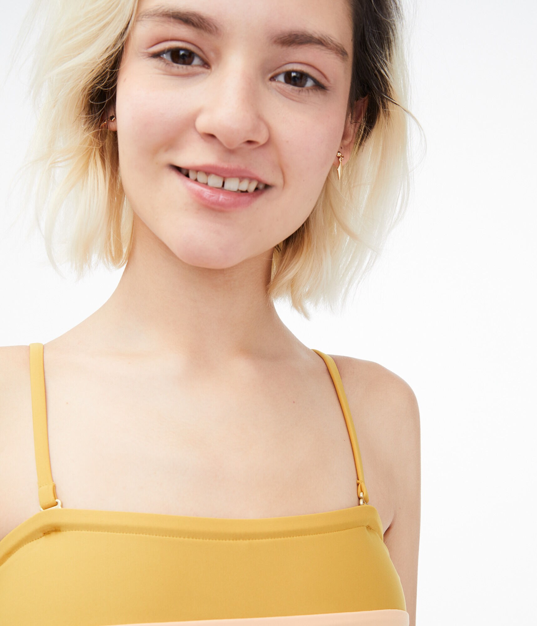 Colorblocked Bandeau Bikini Top