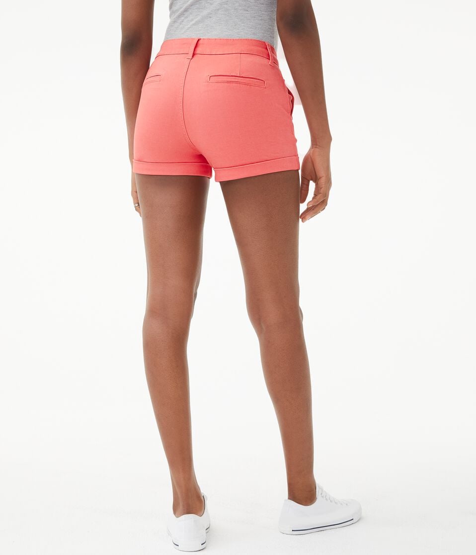 High-Rise Twill Midi Shorts