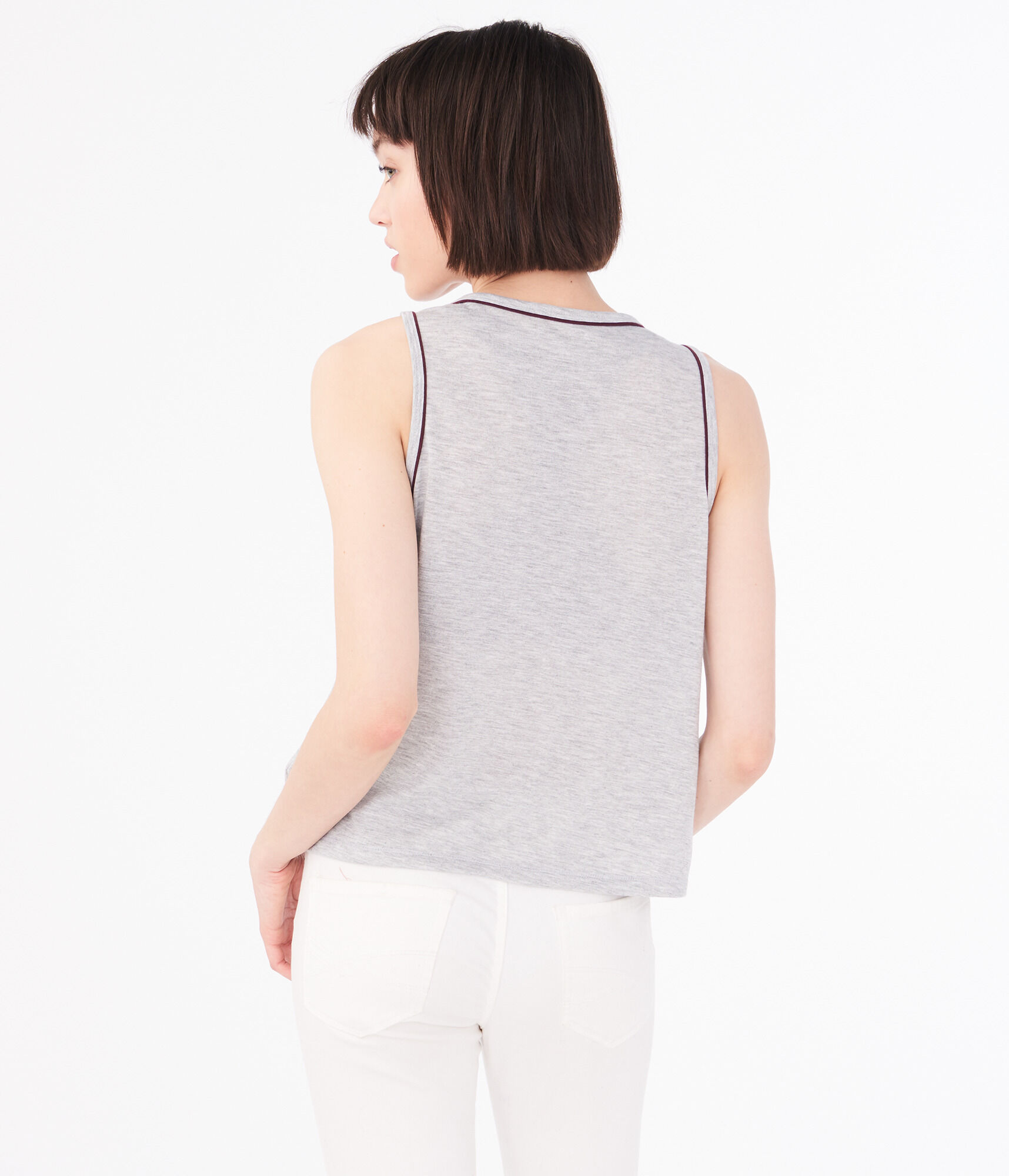 Heathered Piped Muscle Tank