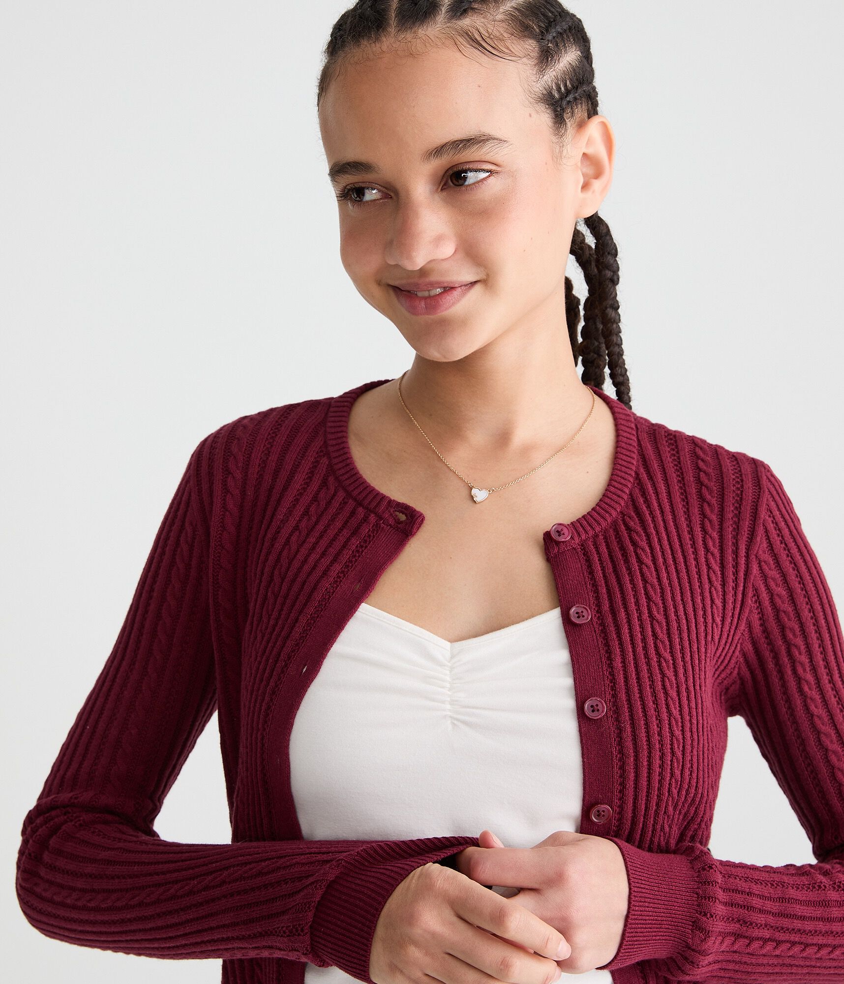 Ribbed Crew Cardigan