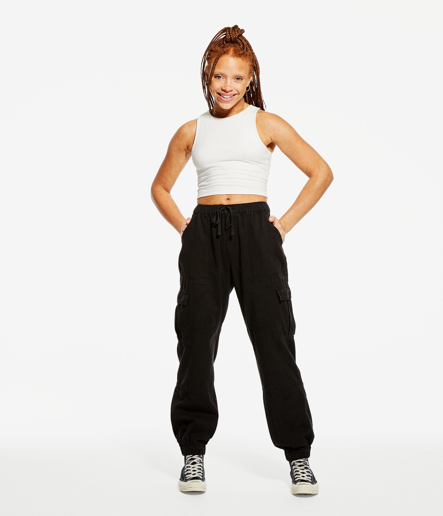 Baggy High-Rise Cinched Cargo Pants