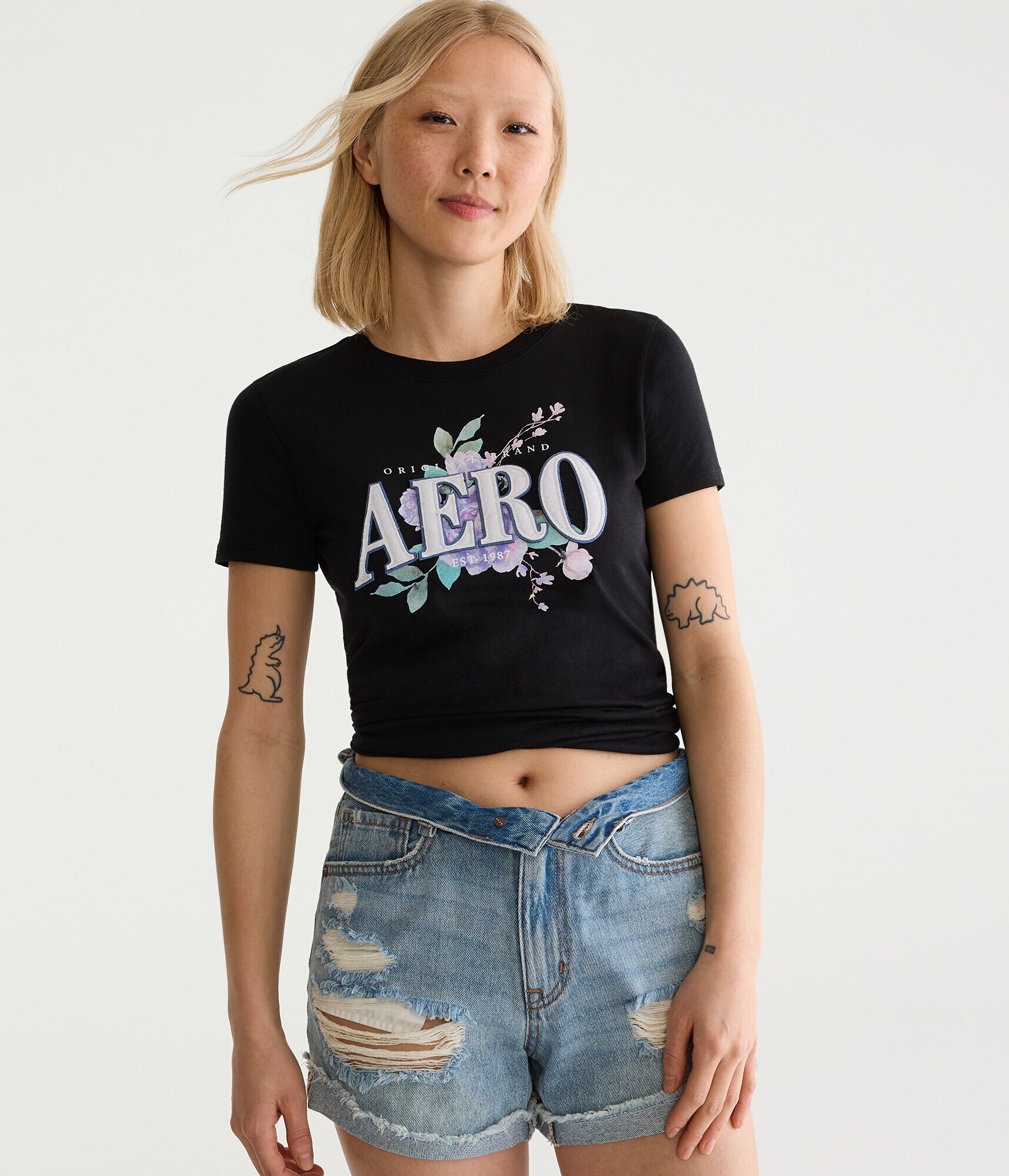Aero Floral Appliqu&eacute; Graphic Tee