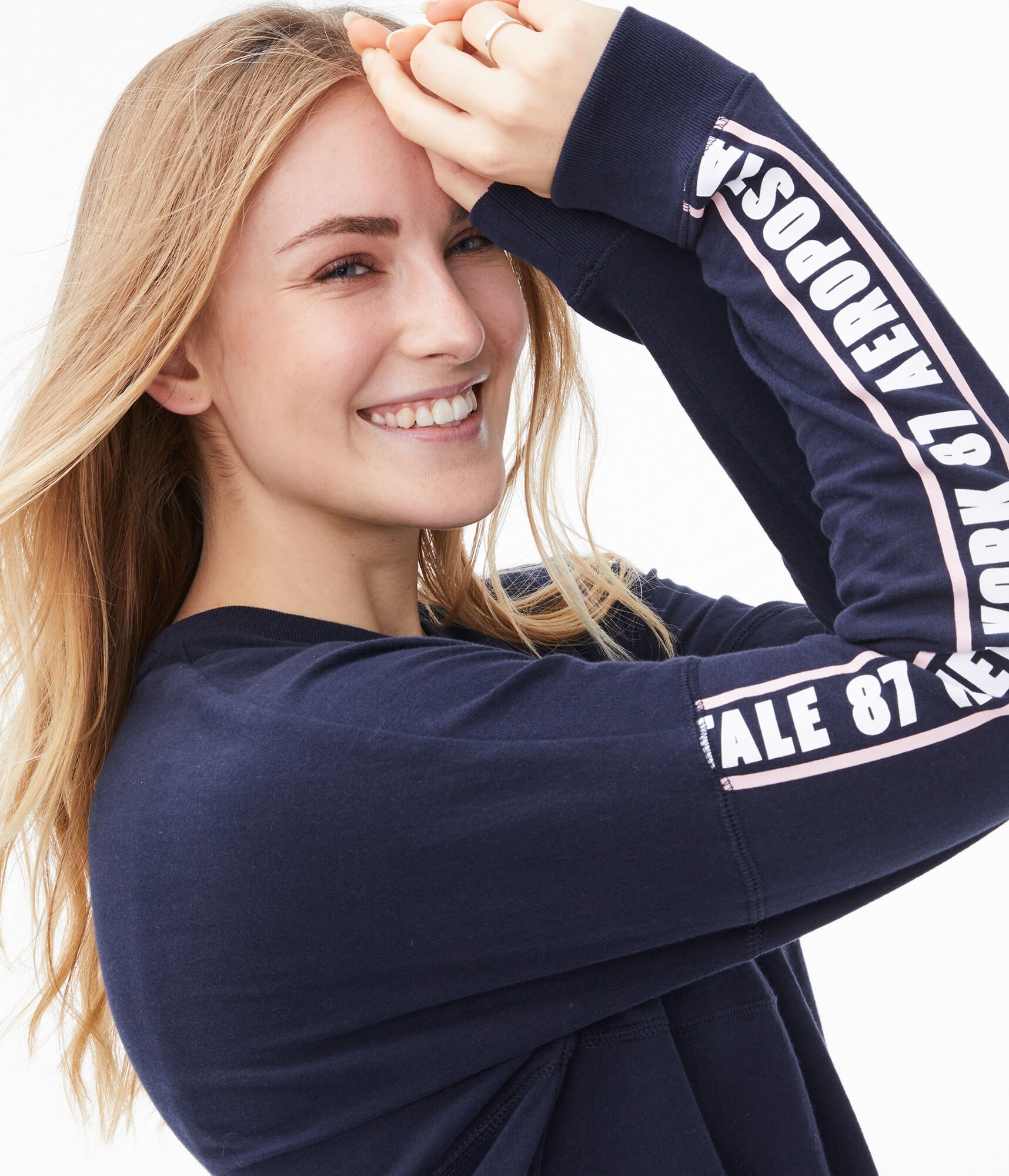 Long Sleeve Aeropostale 87 Oversized Graphic Tee