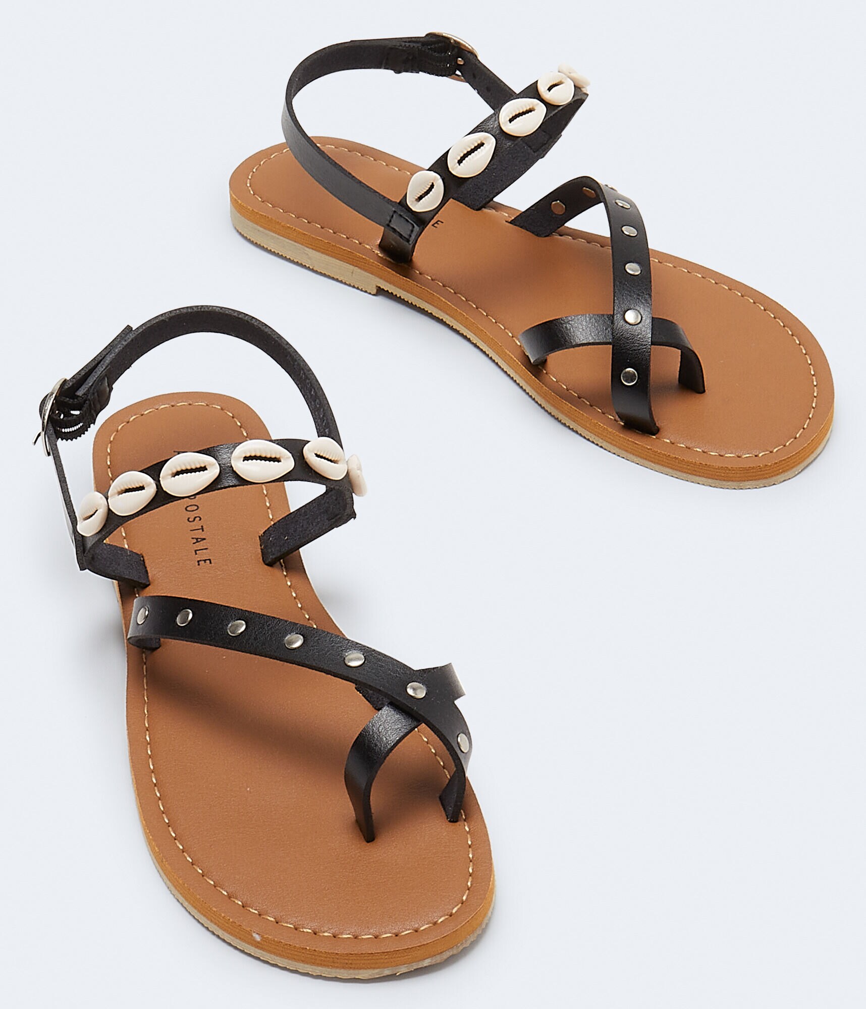 Faux Leather Shell &amp; Stud Sandal