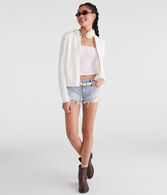 Solid Full-Zip Hooded Sweater