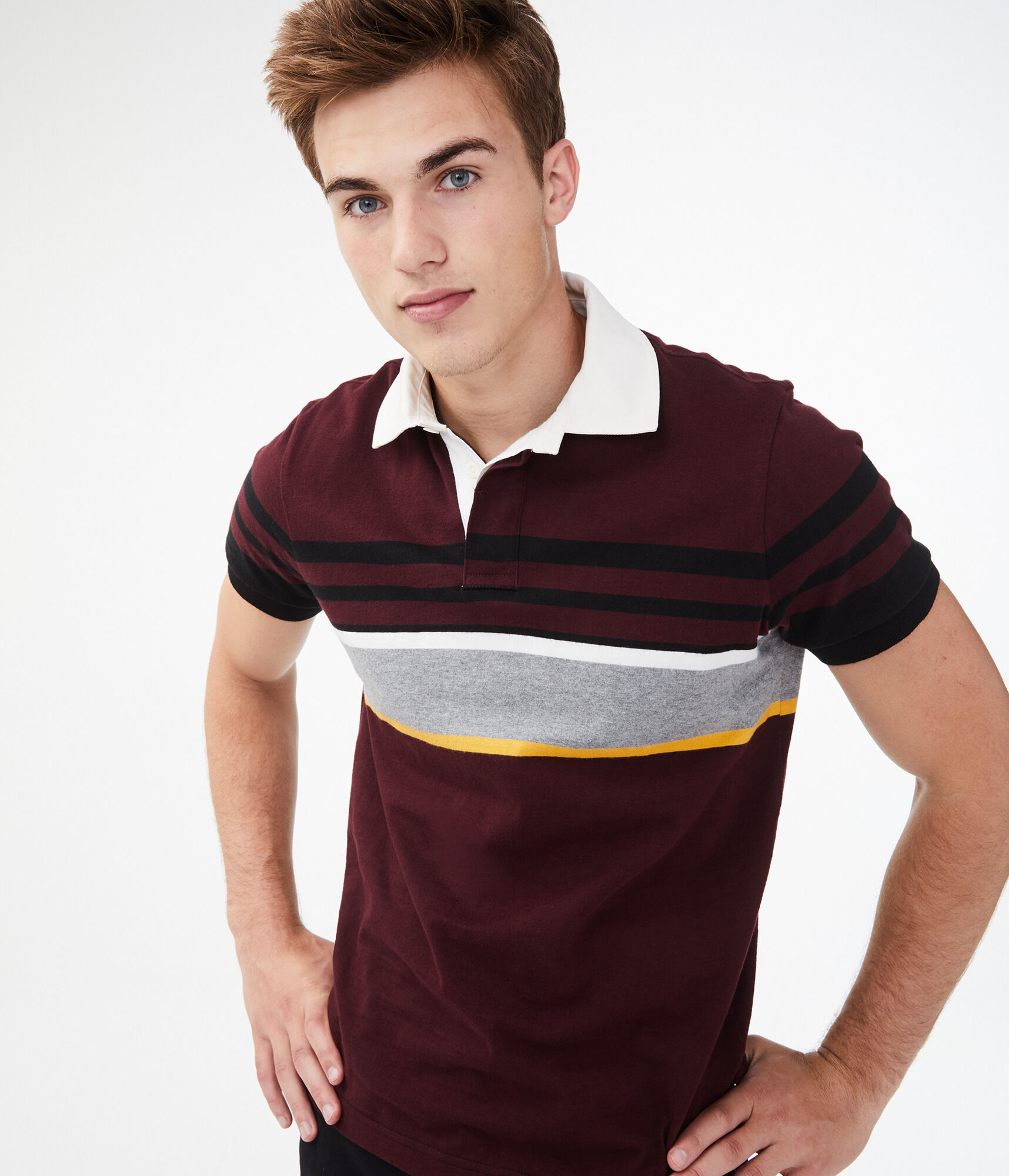 Multi-Stripe Rugby Jersey Polo