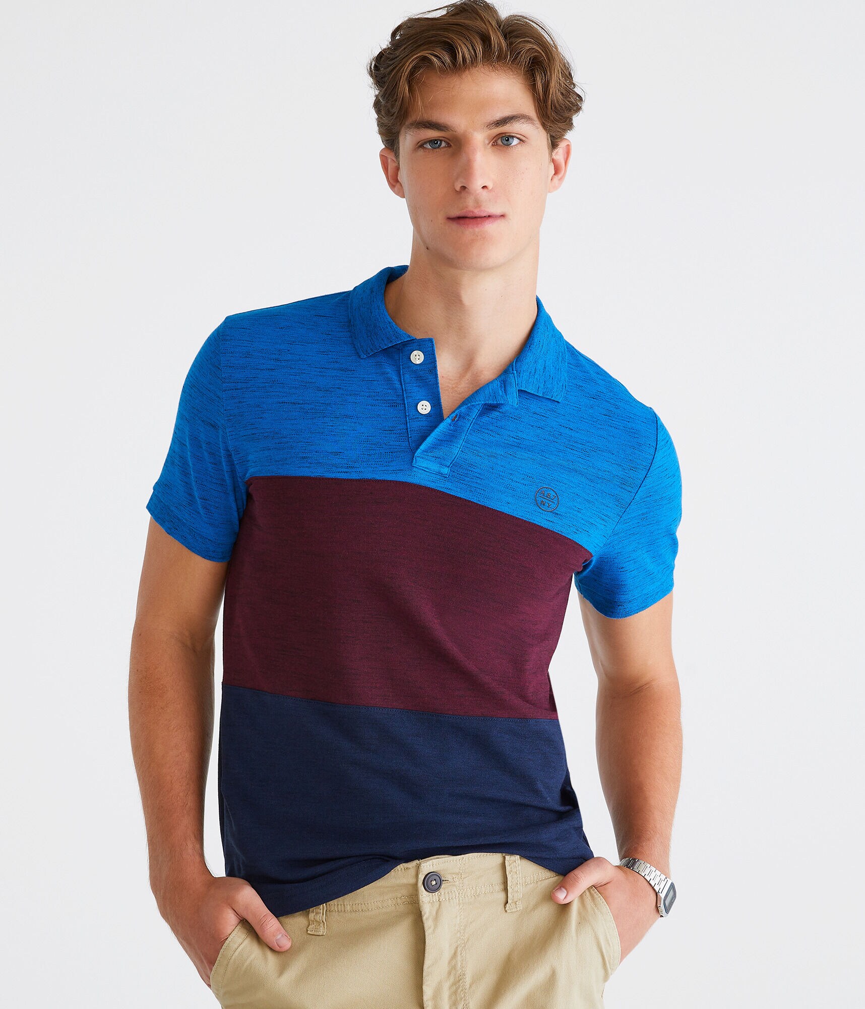 Space-Dyed Colorblock Stretch Piqu&eacute; Polo
