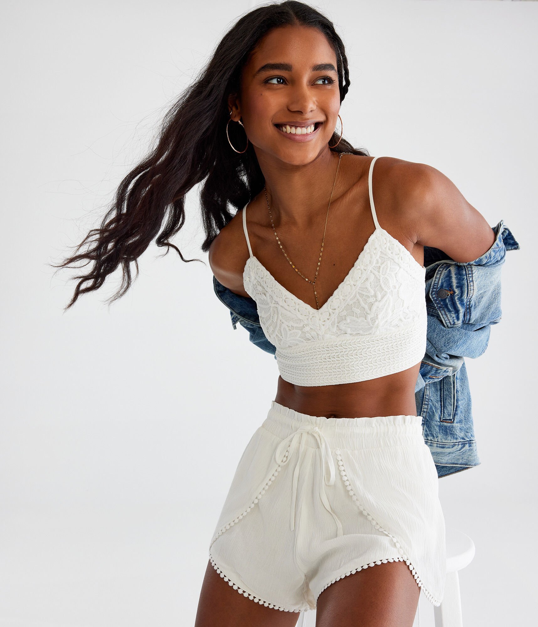 Lace Tie-Back Cropped Cami