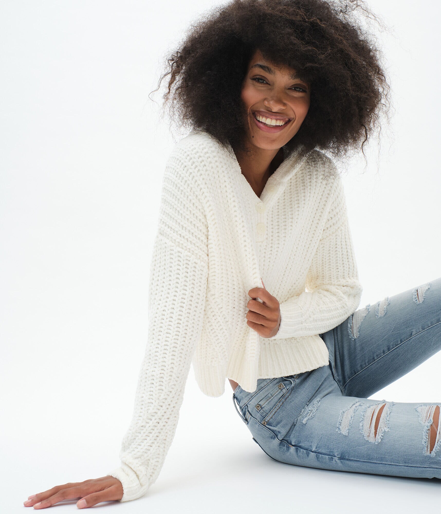 Chenille Henley Pullover Hoodie