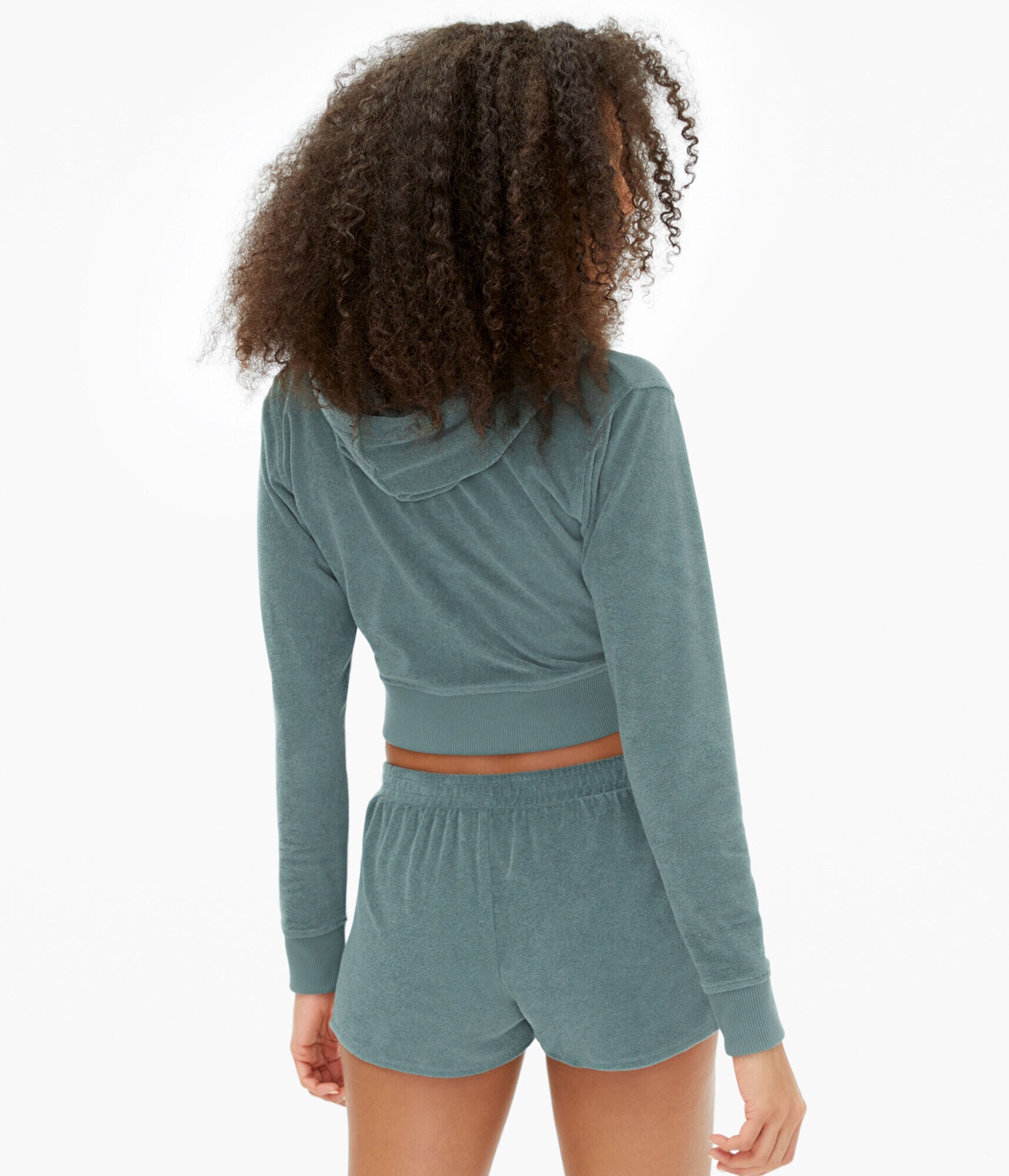 Towel Terry Cropped Full-Zip Hoodie