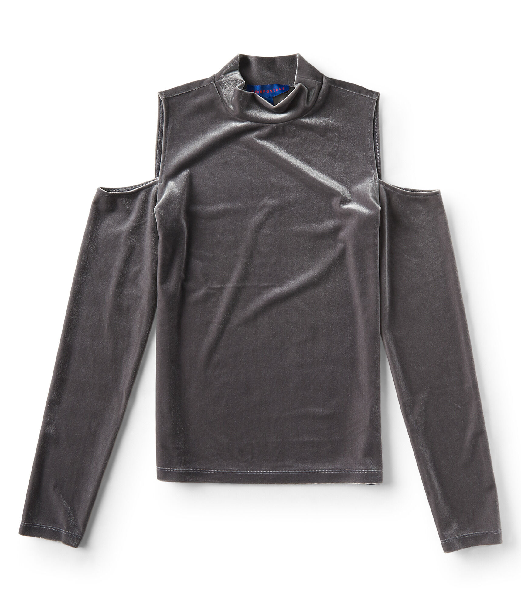 Long Sleeve Velvet Cold-Shoulder Top